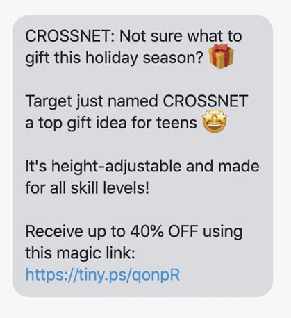 Black Friday SMS Campaign example crossnet