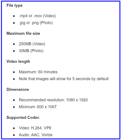 Instagram stories dimensions