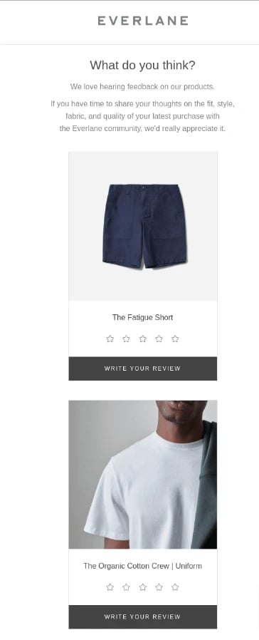 Everlane post-purchase-email