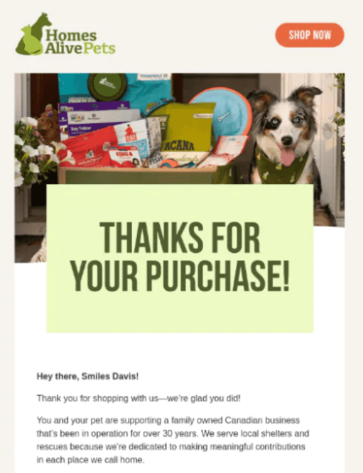 Post-Purchase Email EXAMPLE