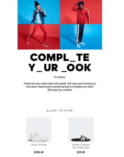 Post-Purchase Email examples adidas
