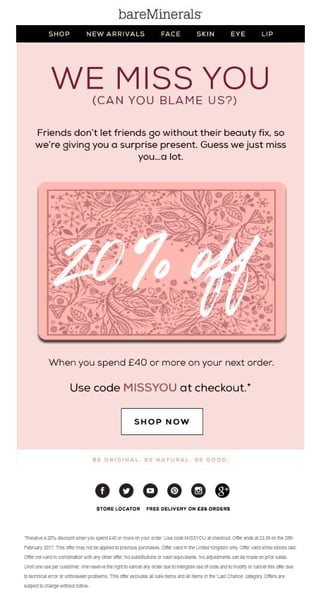 Re-engagement email EXAMPLE OFFER