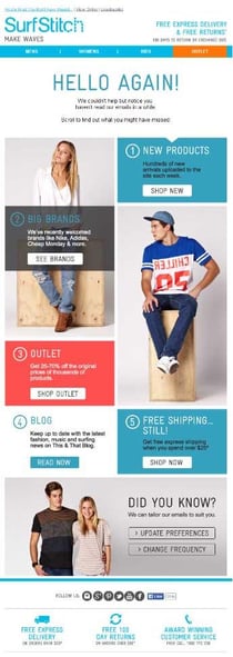 Re-engagement email examples new product