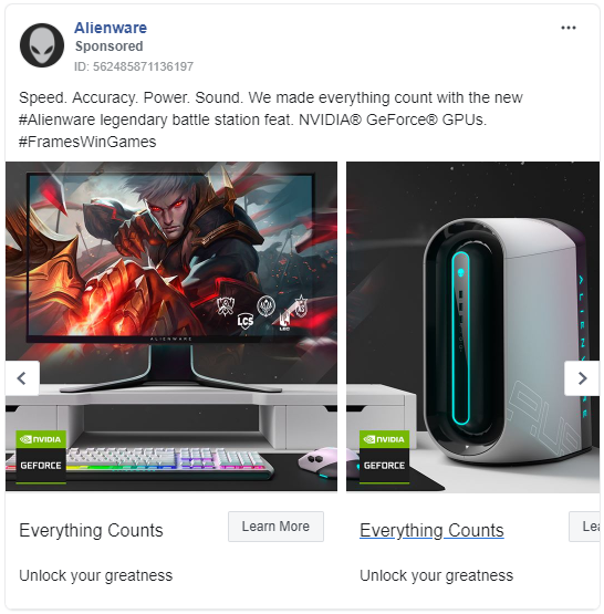 alienware Carousel Ad Examples