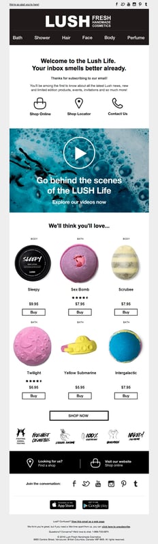 lush welcome emails