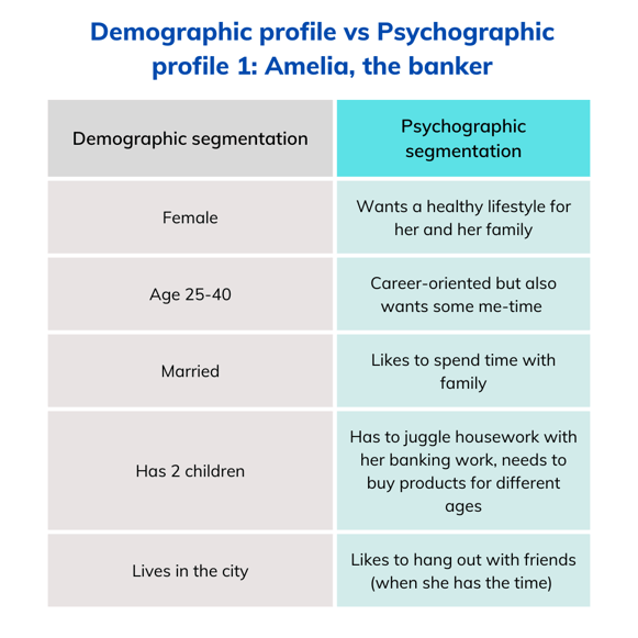 psychographic segmentation in marketing - customer profile Amelia